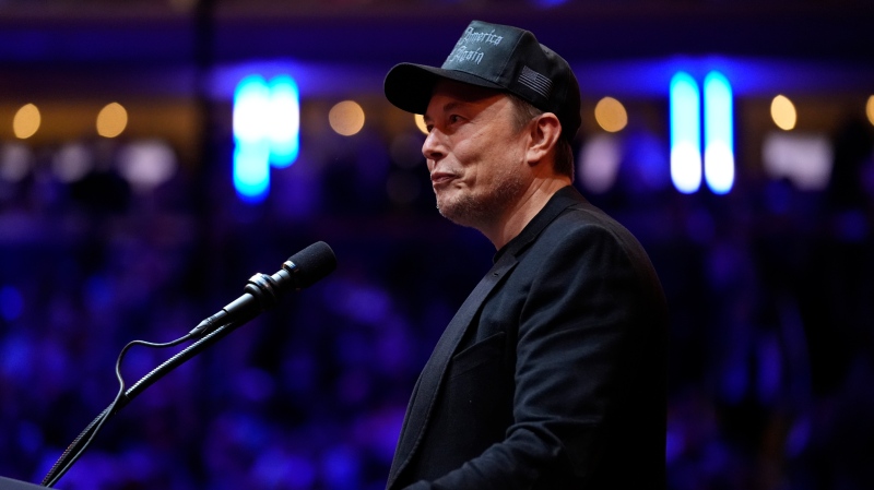 Elon Musk speaks before Republican presidential nominee former President Donald Trump at a campaign rally at Madison Square Garden, Sunday, Oct. 27, 2024, in New York. (AP Photo/Alex Brandon)