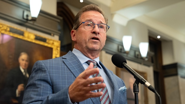 Bloc Québécois Leader Yves-François Blanchet speaks with reporters before Question Period in Ottawa, Tuesday, Oct. 22, 2024. (THE CANADIAN PRESS/Adrian Wyld) 