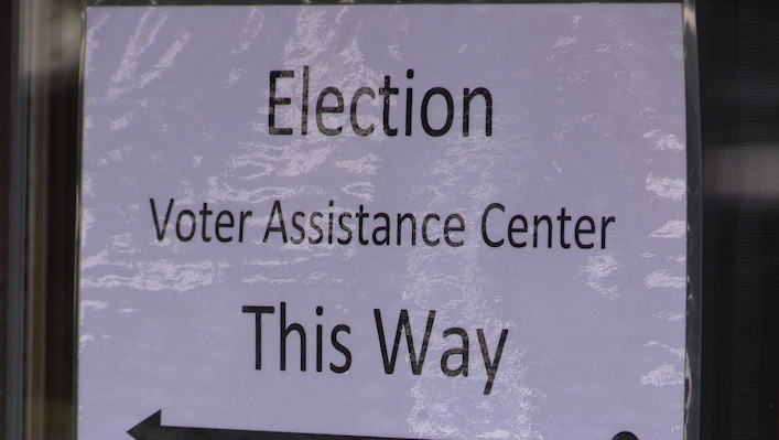 Voter Information Centre in Mildmay, Ont. sign for South Bruce nuclear waste referendum. October 2024. (Scott Miller/CTV News London)