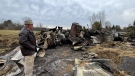 Aftermath of the fire that destroyed a barn filled with antiques, carriages west of Ottawa on Monday, Oct. 28, 2024. <a href="https://ottawa.ctvnews.ca/fire-engulfs-rural-west-ottawa-barn-filled-with-antiques-carriages-1.7089637">Full story here.</a> (Dave Charbonneau/CTV News Ottawa)