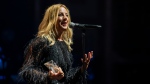 Sarah McLachlan gives a speech at the Canadian Songwriters Hall of Fame Ceremony at Massey Hall in Toronto, on Sept. 28, 2024. (Paige Taylor White/The Canadian Press)