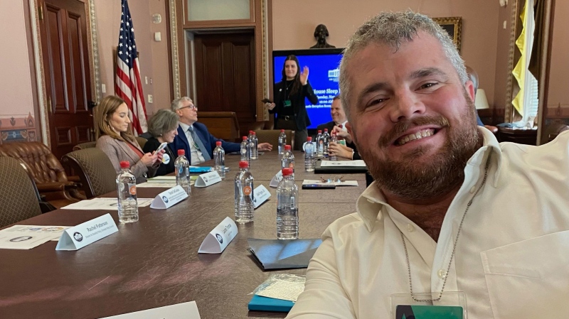 Matthew Horsnell went to the White House to present on sleep health equity with Project Sleep in 2023. (Courtesy Heather Lill via CNN Newsource)