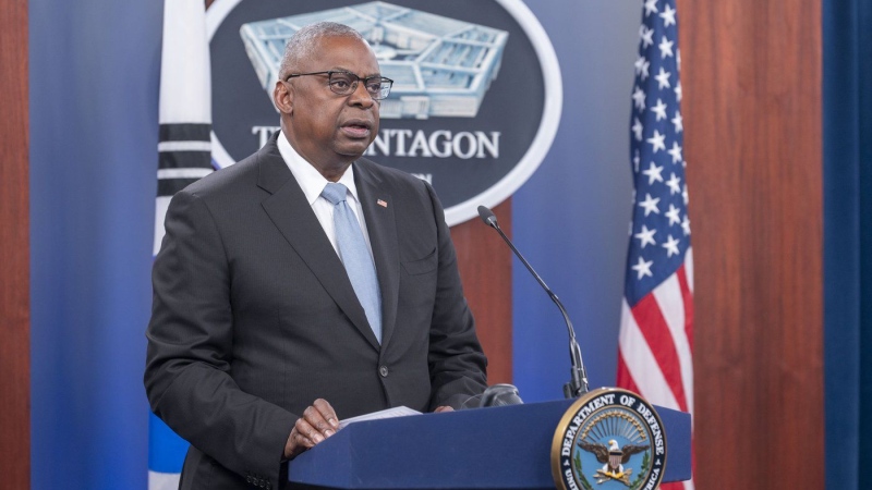 Defense Secretary Lloyd Austin speaks during a joint press briefing with South Korean Defense Minister Kim Yong Hyun at the Pentagon on Wednesday, Oct. 30, 2024 in Washington. (AP Photo/Kevin Wolf)