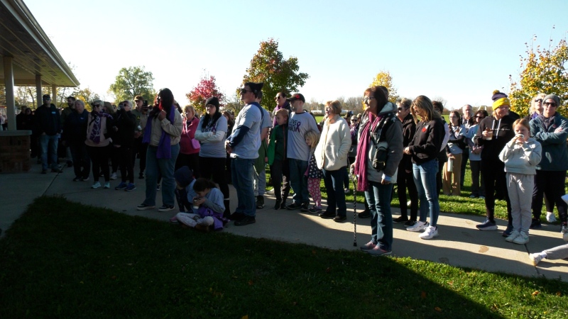 A walk took place in Harrow, Ont. on Nov. 2, 2024 to honour the Walsh family. (Robert Lothian/CTV News Windsor)