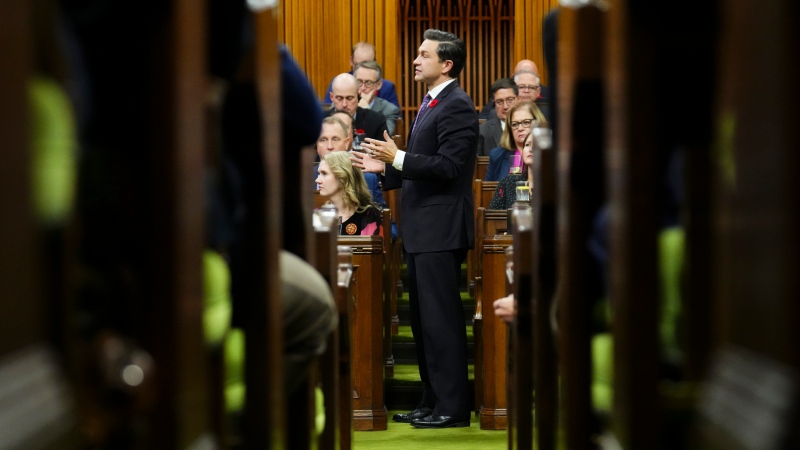 Conservative Leader Pierre Poilievre rises during question period in the House of Commons on Parliament Hill in Ottawa, Wednesday, Oct. 30, 2024. Conservative Leader Pierre Poilievre is riding a wave of popularity in most parts of Canada these days, but you wouldn't know it if you asked the leader of Nova Scotia's incumbent Progressive Conservatives. THE CANADIAN PRESS/Sean Kilpatrick