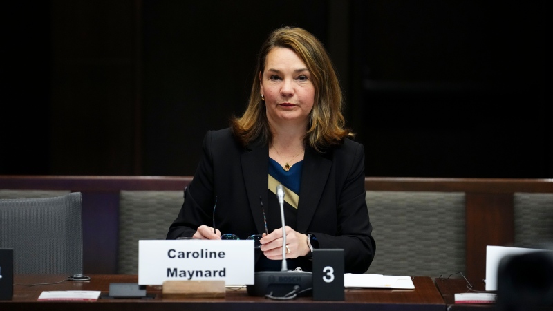 Canada’s Information Commissioner, Caroline Maynard, appears as a witness at a Senate Committee on Indigenous Peoples at the Senate of Canada Building in Ottawa on Tuesday, Feb. 27, 2024. (THE CANADIAN PRESS/Sean Kilpatrick)