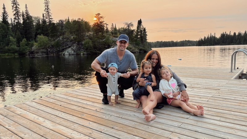 Zach and Nicole Collaros with (left to right) son Dean, daughter Capri and daughter Sierra are shown in a handout photo. (Nicole Collaros/The Canadian Press)