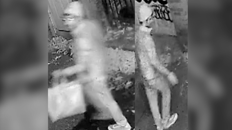 Images of a suspect wanted in connection with 2 arsons in Toronto's Little Italy area. (TPS photos)