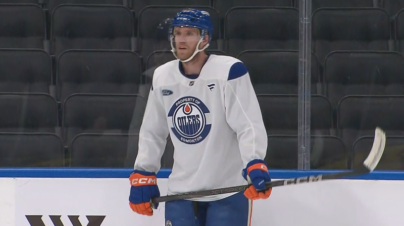 Connor McDavid during the Edmonton Oilers' morning skate on Nov. 5, 2024. (Credit: TSN)