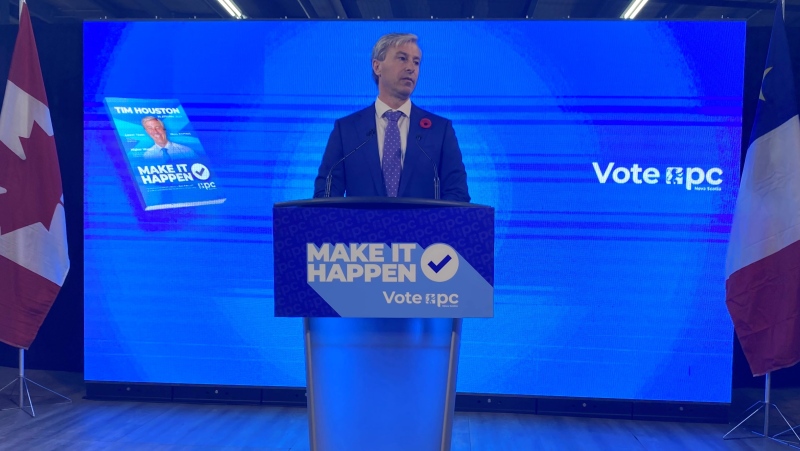 Nova Scotia Progressive Conservative Leader Tim Houston announces his party's election platform on Nov. 8, 2024 at their campaign headquarters in Halifax. (Jesse Thomas/CTV Atlantic)