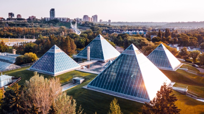 An aerial view of the Muttart Conservatory in an undated photo. (Courtesy: Explore Edmonton)