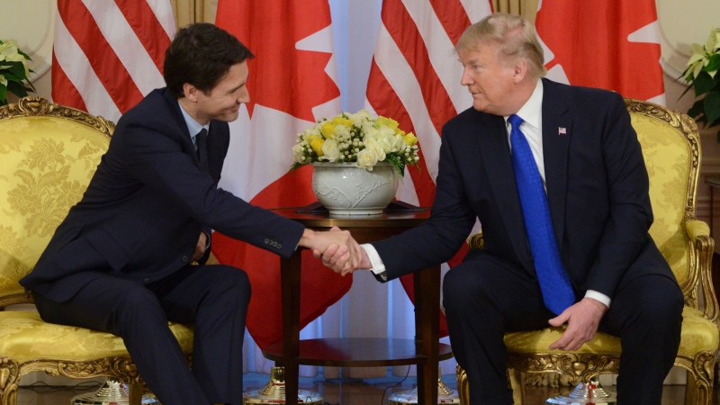 Prime Minister Justin Trudeau meets U.S. President Donald Trump at Winfield House in London on Tuesday, Dec. 3, 2019. THE CANADIAN PRESS/Sean Kilpatrick