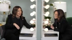 Democratic presidential nominee Vice President Kamala Harris appears on NBC's "Saturday Night Live," with Maya Rudolph, Saturday, Nov. 2, 2024 in New York.  (AP Photo/Jacquelyn Martin)