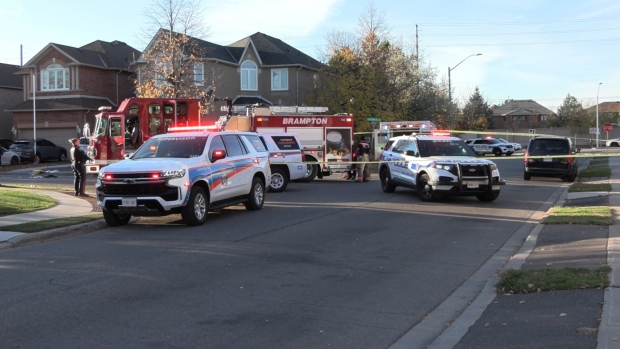 A man is dead following a shooting in Brampton on Nov. 9. (Jacob Estrin/CTV News Toronto)