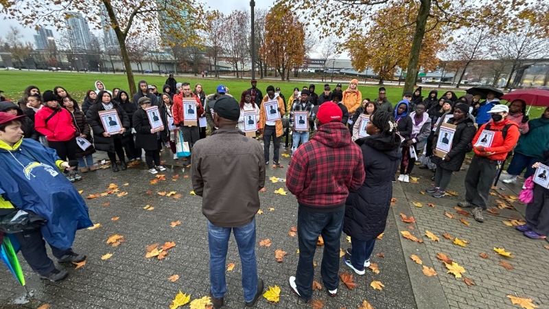 Dozens of people gathered in Surrey's Holland Park on Saturday to show their support for the family of missing 18-year-old Joseph Maku. (CTV News)