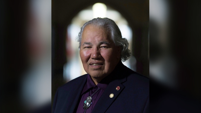 Sen. Murray Sinclair poses for a photo outside his Senate office on Parliament Hill in Ottawa. (Adrian Wyld/The Canadian Press)