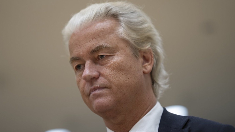 Anti-Islam lawmaker Geert Wilders, takes his seat at the high security court at Schiphol, near Amsterdam, Netherlands, Monday, Sept. 9, 2024. (AP Photo/Peter Dejong, File)