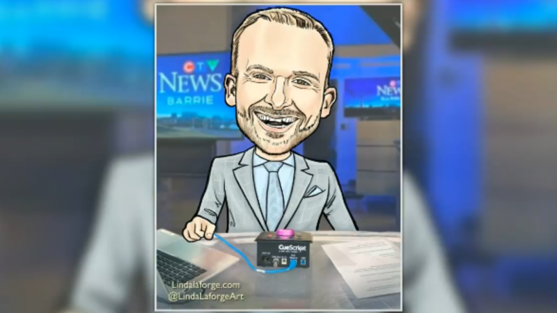 Local artist Linda Laforge created a caricature of 11 p.m. CTV News anchor Dana Roberts. Tue., Nov. 12, 2024. (CTV NEWS/BARRIE)