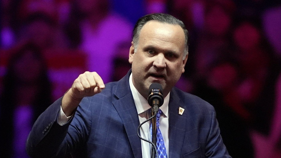 Dan Scavino speaks at a campaign rally