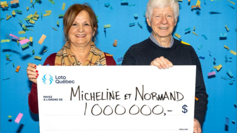 Micheline Heppell Côté and Normand Côté are now $1 million richer after playing Lotto 6/49. (Loto-Quebec)