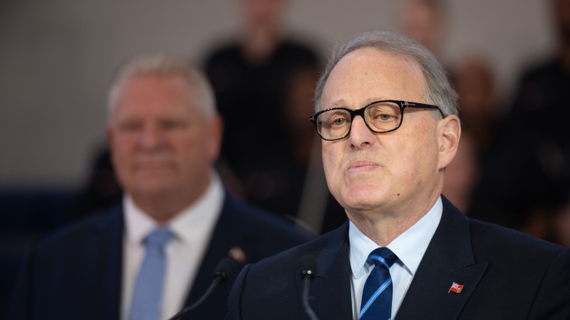 Ontario Solicitor General Michael Kerzner speaks during a press conference at the Toronto Police College in Etobicoke, Ont., on Tuesday, April 25, 2023. THE CANADIAN PRESS/Tijana Martin