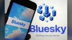 The app for Bluesky is shown on a mobile phone, left, and on a laptop screen on June 2, 2023, in New York. (AP Photo/Richard Drew)