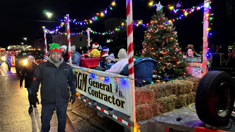 The KGM General Contractor’s Float is decorated in lights for the Saint John Santa Claus Parade.