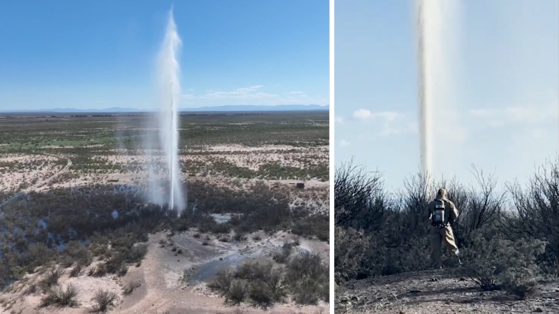 Texas well spews smelly water into the air after explosion

