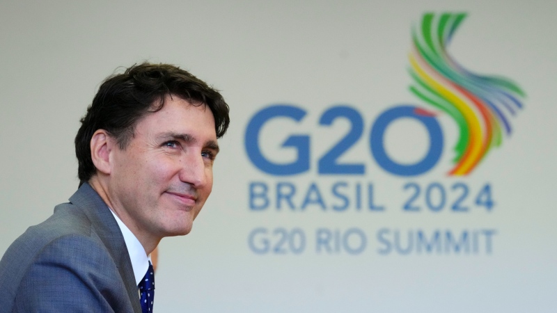 Prime Minister Justin Trudeau takes part in a bilateral meeting with Prime Minister of Japan Shigeru Ishiba during the G20 Summit in Rio de Janeiro, Brazil, Nov. 18, 2024. THE CANADIAN PRESS/Sean Kilpatrick