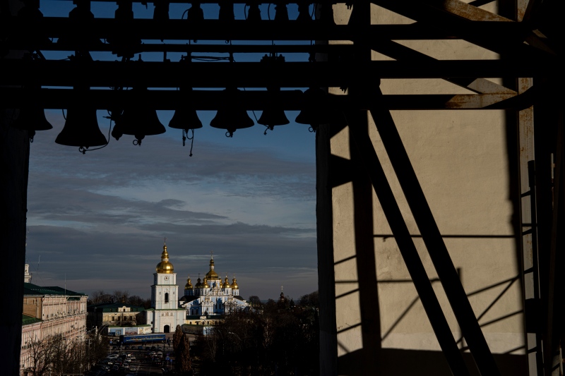 A view of St. Michael's Golden-Domed Monastery in downtown of Kyiv, Ukraine. (Evgeniy Maloletka / The Associated Press, File)