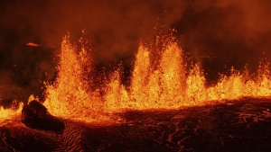 A new volcanic eruption that started on the Reykjanes Peninsula in Iceland, Wednesday, Nov.20, 2024. (AP Photo/Marco di Marco)