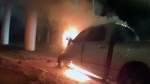 Officers in Columbus, Ohio rescued a man from his burning pickup truck.
