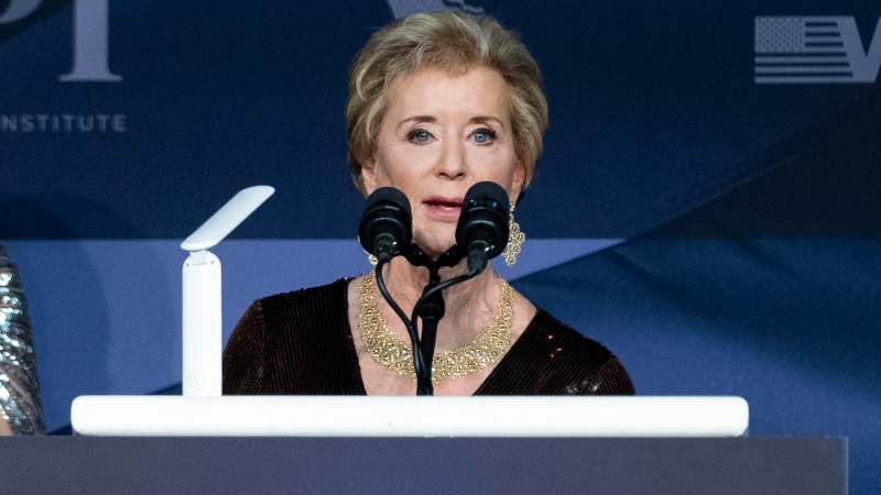 Linda McMahon speaks during an America First Policy Institute gala at Donald Trump's Mar-a-Lago estate on Nov. 14, 2024, in Palm Beach, Fla. (AP Photo/Alex Brandon, File)