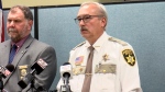 This image made from a WKOW video shows Green Lake County Sheriff Mark Podoll speaking at a news conference Friday, Nov. 8, 2024, about authorities' belief that a Wisconsin man faked his own drowning this summer so he could abandon his family and flee to eastern Europe. (WKOW via AP)