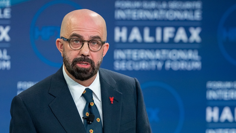 Peter Van Praagh, president of the Halifax International Security Forum, offers remarks at the opening session in Halifax on Friday, Nov.18, 2022. Uncertainty is a key theme this year at an annual, three-day gathering in Halifax of political leaders, defence officials and policy analysts who aim to promote democratic values around the globe.THE CANADIAN PRESS/Andrew Vaughan