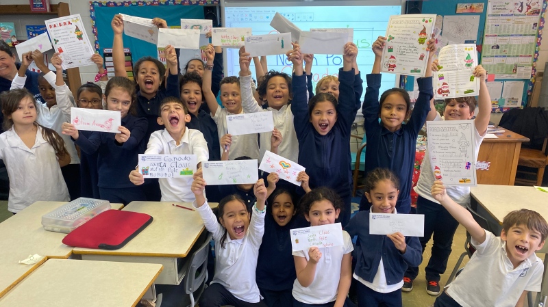 Second graders at Jean Caboto Elementary school spend an afternoon writing up letters to send to Santa. (Kelly Greig / CTV)