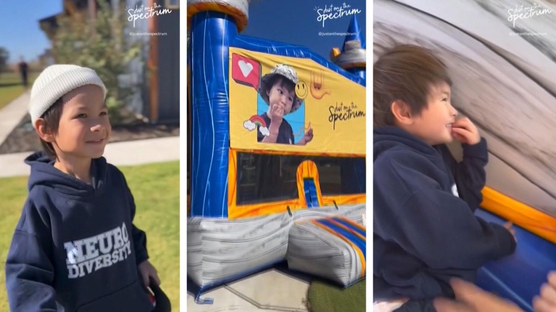 Boy with autism gets special custom bounce house