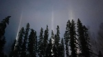 Light pillars in Edmonton on Thursday, Nov. 21, 2024. (Credit: Nancy Brochu/Facebook)