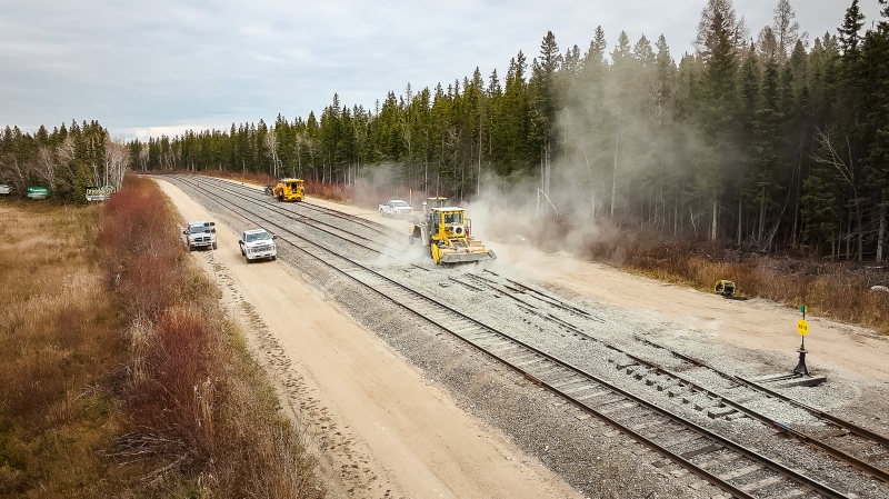 Crews repair the Churchill rail line in an undated image (Arctic Gateway Group)