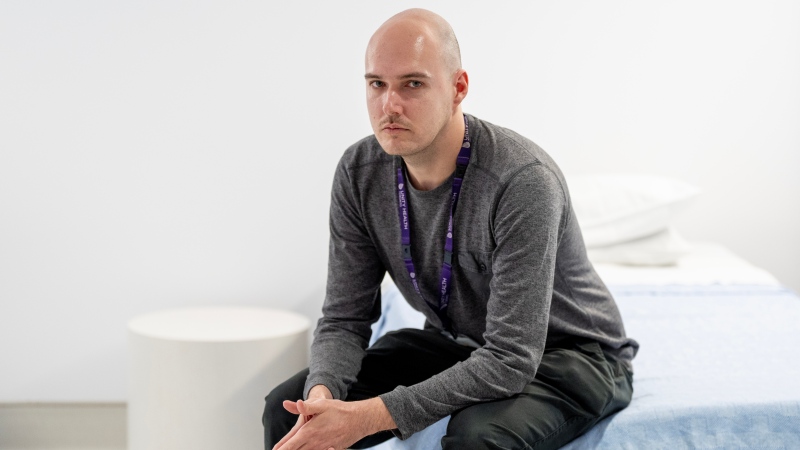 Peer support specialist Josh Orson poses in a room at Unity Health’s new Withdrawal Management Services site in Toronto on Tuesday, Oct. 29, 2024. THE CANADIAN PRESS/Frank Gunn