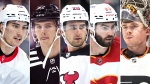 Alex Formenton, left, Cal Foote, Michael McLeod, Dillon Dube and Carter Hart. THE CANADIAN PRESS/AP-Matt Slocum, Noah K. Murray, Matt Slocum, Paul Sancya, Corey Sipkin