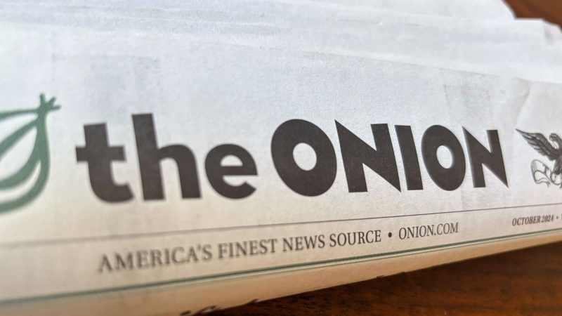 A copy of the satirical outlet The Onion is seen, Nov. 14, 2024, in Little Rock, Ark. (AP Photo/Jill Bleed, File)