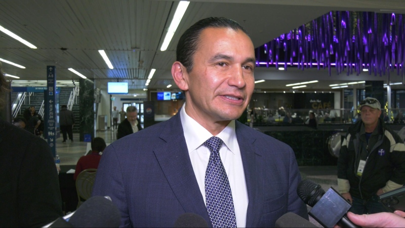 Premier Wab Kinew speaks to media on Nov. 26, 2024. (Danton Unger/CTV News Winnipeg)