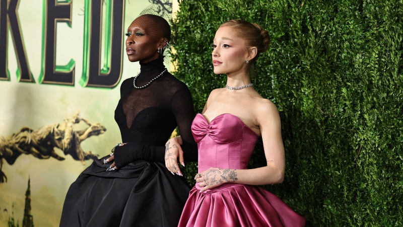 Cynthia Erivo and Ariana Grande attend the "Wicked" New York Premiere at the Museum of Modern Art on November 14 in New York City. (Theo Wargo/Getty Images via CNN Newsource)