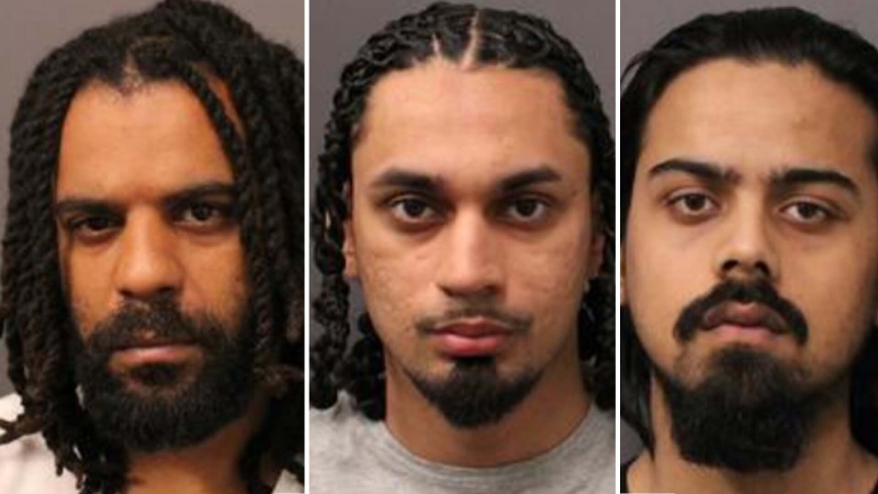 Tremaine Anthony Clarke (Left), Omar Ghumman (Centre) and Khowaja Seddiqi (Right) were charged in connection with an armed home invasion in Markham. 