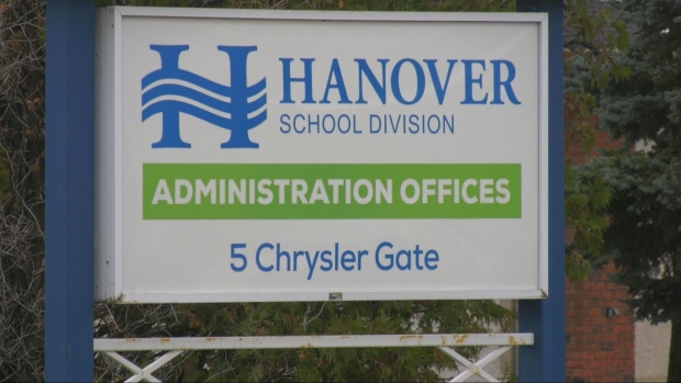 A sign for the Hanover School Division is seen in this undated photo. (CTV News Winnipeg)