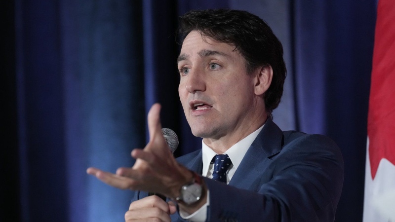 Prime Minister Justin Trudeau participates in an arm chair discussion at the Sustainable Finance conference in Ottawa on Thursday Nov. 28, 2024. THE CANADIAN PRESS/Adrian Wyld