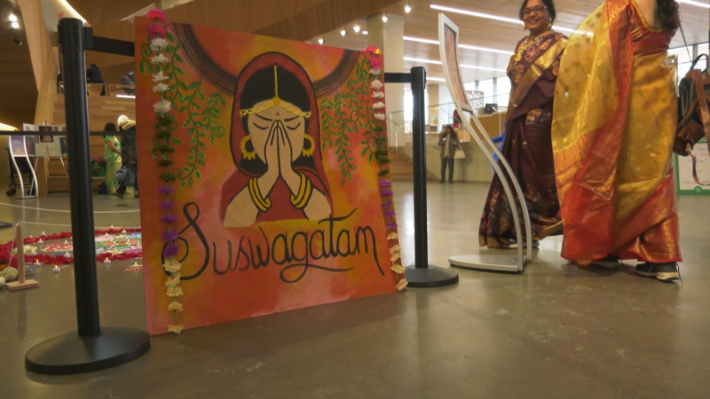 Members of Calgary's Hindu community celebrated their culture Saturday with a colourful event at the Calgary Central Library. (CTV News Calgary)