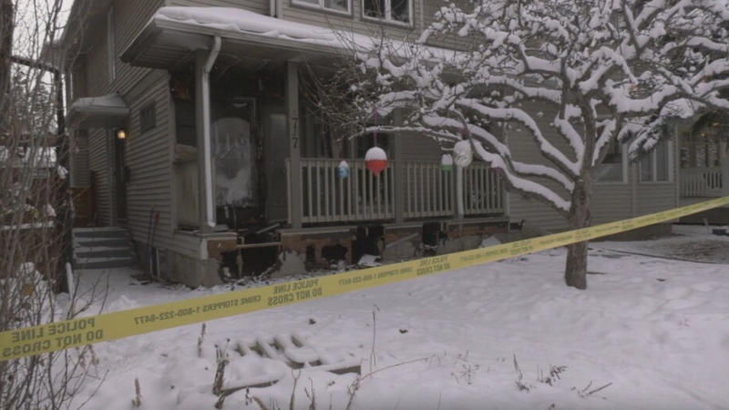 A home can be seen damaged by a fire on Nov. 19. Police say the fire was suspicious and they are looking for 21-year-old Finbar Hughes in connection with it. (CTV News Calgary)