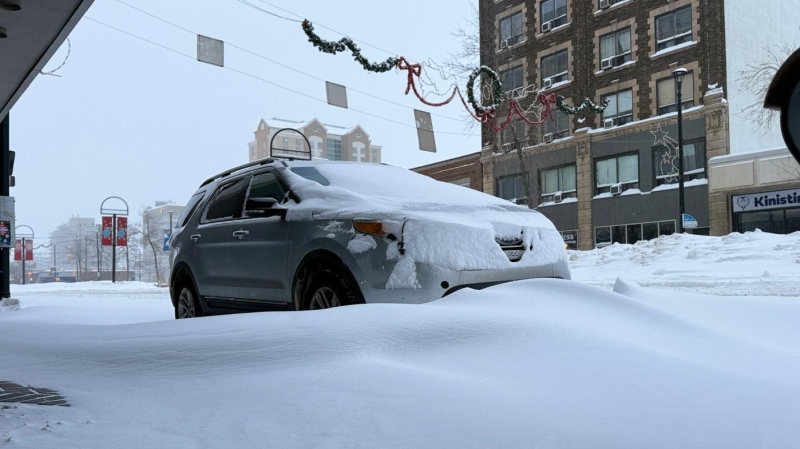 A parked vehicle with a snow drift around it is seen in this undated file photo from 2024. (HayatullahAmanat/CTVNews)